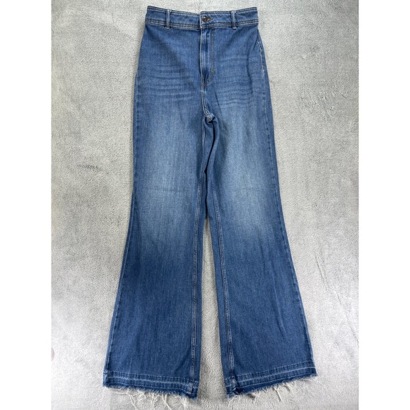 Free People Denim - Free People Jeans Women 28 Blue Just Float On Flare High Rise Raw Hem